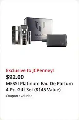 JC Penney MESSI Platinum Eau De Parfum 4-Pc. Gift Set ($145 Value) offer