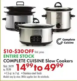 Boscov's ENTIRE STOCK COMPLETE CUISINE Slow Cookers offer