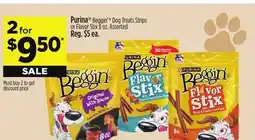 Dollar General Purina Beggin' Dog Treats Strips or Flavor Stix offer
