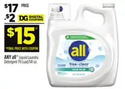 Dollar General all Liquid Laundry Detergent offer