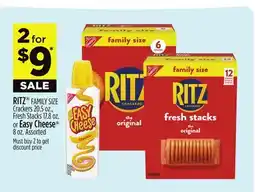 Dollar General RITZ FAMILY SIZE Crackers, Fresh Stacks or Easy Cheese offer