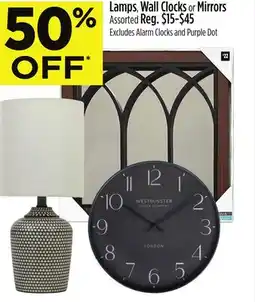Dollar General Lamps, Wall Clocks or Mirrors offer