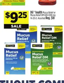 Dollar General DG health Mucus Relief or Mucus Relief DM offer
