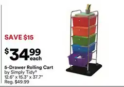 Michaels 5-Drawer rolling cart by Simply Tidy offer
