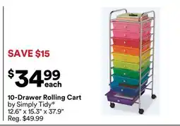 Michaels 10-Drawer rolling cart by Simply Tidy offer