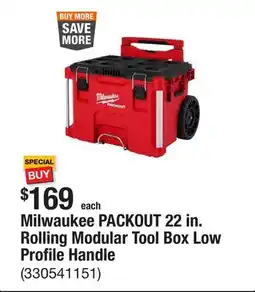 The Home Depot Milwaukee PACKOUT 22 in. Rolling Modular Tool Box Low Profile Handle offer