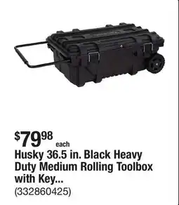 The Home Depot Husky 36.5 in. Black Heavy Duty Medium Rolling Toolbox with Keyed Lock offer