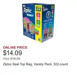 Costco Ziploc Seal Top Bag, Variety Pack, 322-count offer