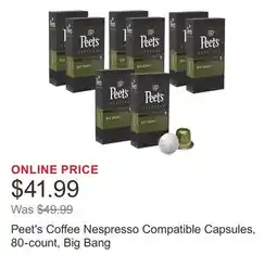 Costco Peet's Coffee Nespresso Compatible Capsules, 80-count, Big Bang offer