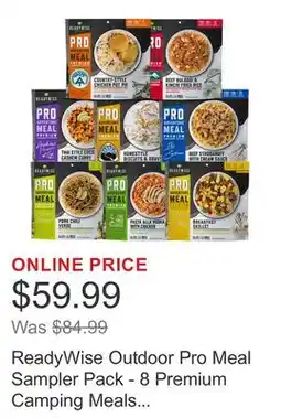 Costco ReadyWise Outdoor Pro Meal Sampler Pack - 8 Premium Camping Meals (2 Servings Per Pouch) offer