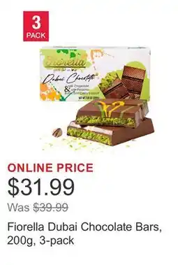 Costco Fiorella Dubai Chocolate Bars, 200g, 3-pack offer