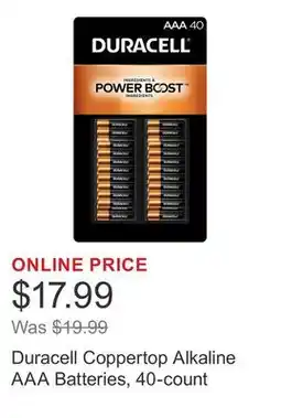 Costco Duracell Coppertop Alkaline AAA Batteries, 40-count offer