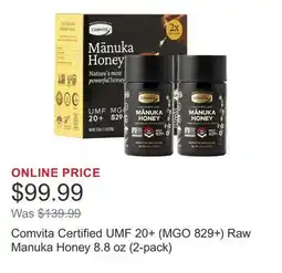 Costco Comvita Certified UMF 20+ (MGO 829+) Raw Manuka Honey 8.8 oz (2-pack) offer