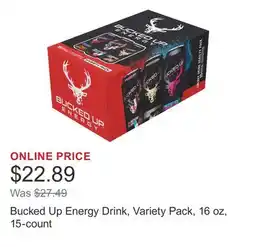 Costco Bucked Up Energy Drink, Variety Pack, 16 oz, 15-count offer