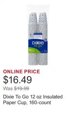 Costco Dixie To Go 12 oz Insulated Paper Cup, 160-count offer
