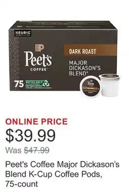 Costco Peet's Coffee Major Dickason's Blend K-Cup Coffee Pods, 75-count offer