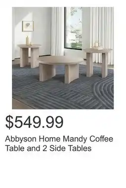 Costco Abbyson Home Mandy Coffee Table and 2 Side Tables offer