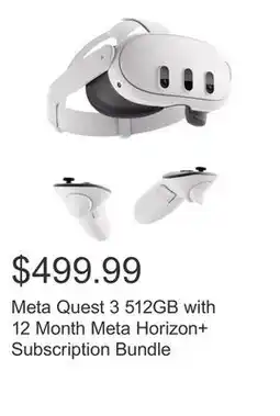 Costco Meta Quest 3 512GB with 12 Month Meta Horizon+ Subscription Bundle offer