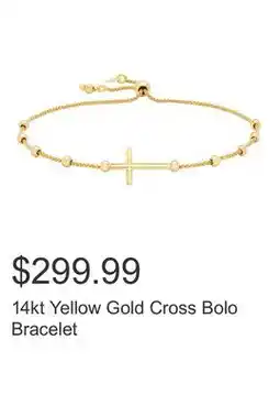 Costco 14kt Yellow Gold Cross Bolo Bracelet offer