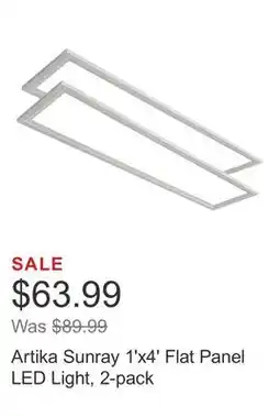 Costco Artika Sunray 1'x4' Flat Panel LED Light, 2-pack offer