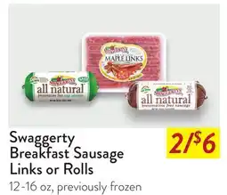 Fresh Thyme Swaggerty Breakfast Sausage Links or Rolls offer