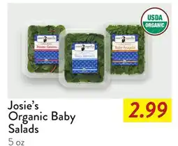 Fresh Thyme Josie's Organic Baby Salads offer