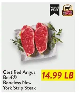 Fresh Thyme Certified Angus Beef Boneless New York Strip Steak offer