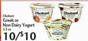 Sunset Foods Chobani Greek Or Non Dairy Yogurt offer