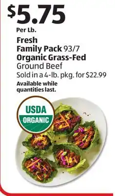 Aldi Fresh Family Pack 93/7 Organic Grass-Fed offer