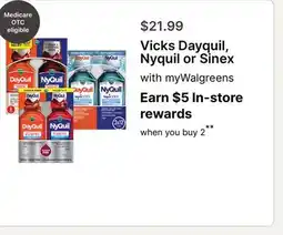 Walgreens Vicks Dayquil, Nyquil or Sinex offer