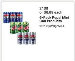Walgreens 6-Pack Pepsi Mini Can Products offer
