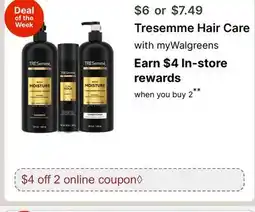 Walgreens Tresemme Hair Care offer