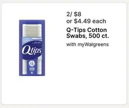 Walgreens Q-Tips Cotton Swabs, 500 ct offer