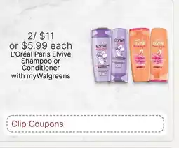 Walgreens L'Oréal Paris Elvive Shampoo or Conditioner offer