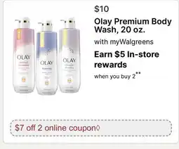 Walgreens Olay Premium Body Wash, 20 oz offer
