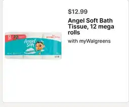 Walgreens Angel Soft Bath Tissue, 12 mega rolls offer