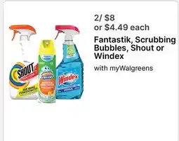 Walgreens Fantastik, Scrubbing Bubbles, Shout or Windex offer