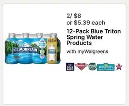 Walgreens 12-Pack Blue Triton Spring Water Products offer