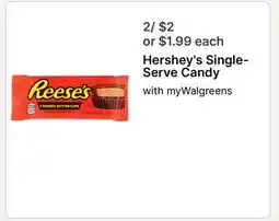 Walgreens Hershey's Single- Serve Candy offer