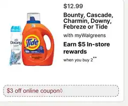Walgreens Bounty, Cascade, Charmin, Downy, Febreze or Tide offer