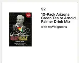 Walgreens 10-Pack Arizona Green Tea or Arnold Palmer Drink Mix offer