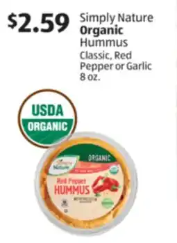 Aldi Simply Nature Organic Hummus offer