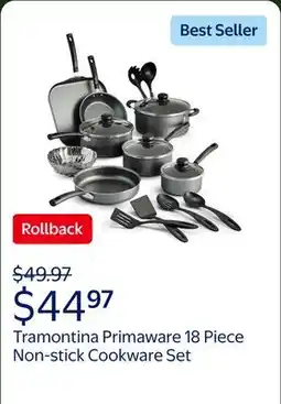 Walmart Tramontina Primaware 18 Piece Non-stick Cookware Set, Steel Gray offer