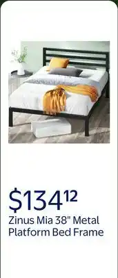 Walmart Zinus Mia 38 Metal Platform Bed Frame with Headboard, Queen offer