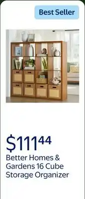 Walmart Better Homes & Gardens 16 Cube Storage Organizer, Acorn offer