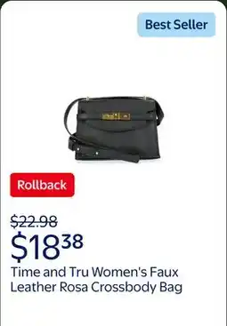 Walmart Time and Tru Women's Faux Leather Rosa Crossbody Bag, Black offer