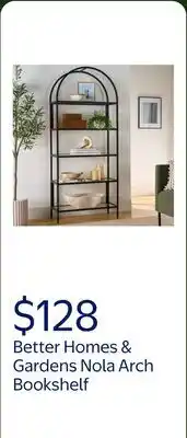 Walmart Better Homes & Gardens Nola Arch Bookshelf, Black Finish offer