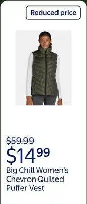 Walmart Big Chill Women's and Women's Plus Chevron Quilted Puffer Vest, Midweight offer