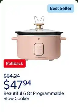 Walmart Beautiful 6 Qt Programmable Slow Cooker, Rose by Drew Barrymore offer