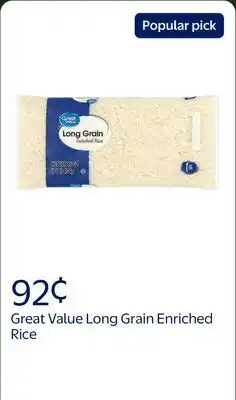 Walmart Great Value Long Grain Enriched Rice offer